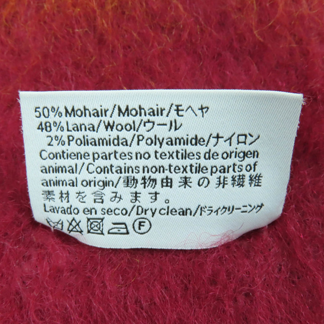 極美品☆LOEWE ロエベ モヘア ウール モノグラムレザーパッチ付・フリンジ付 マフラー マルチカラー スペイン製 正規品 レディース