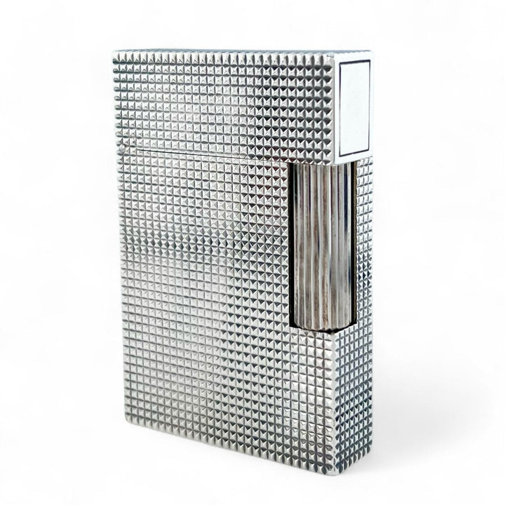 美品▲Dupont デュポン ライン2 ダイヤモンドヘッド ローラー式 喫煙具 ガスライター シルバー フランス製 メンズ 着火確認済み