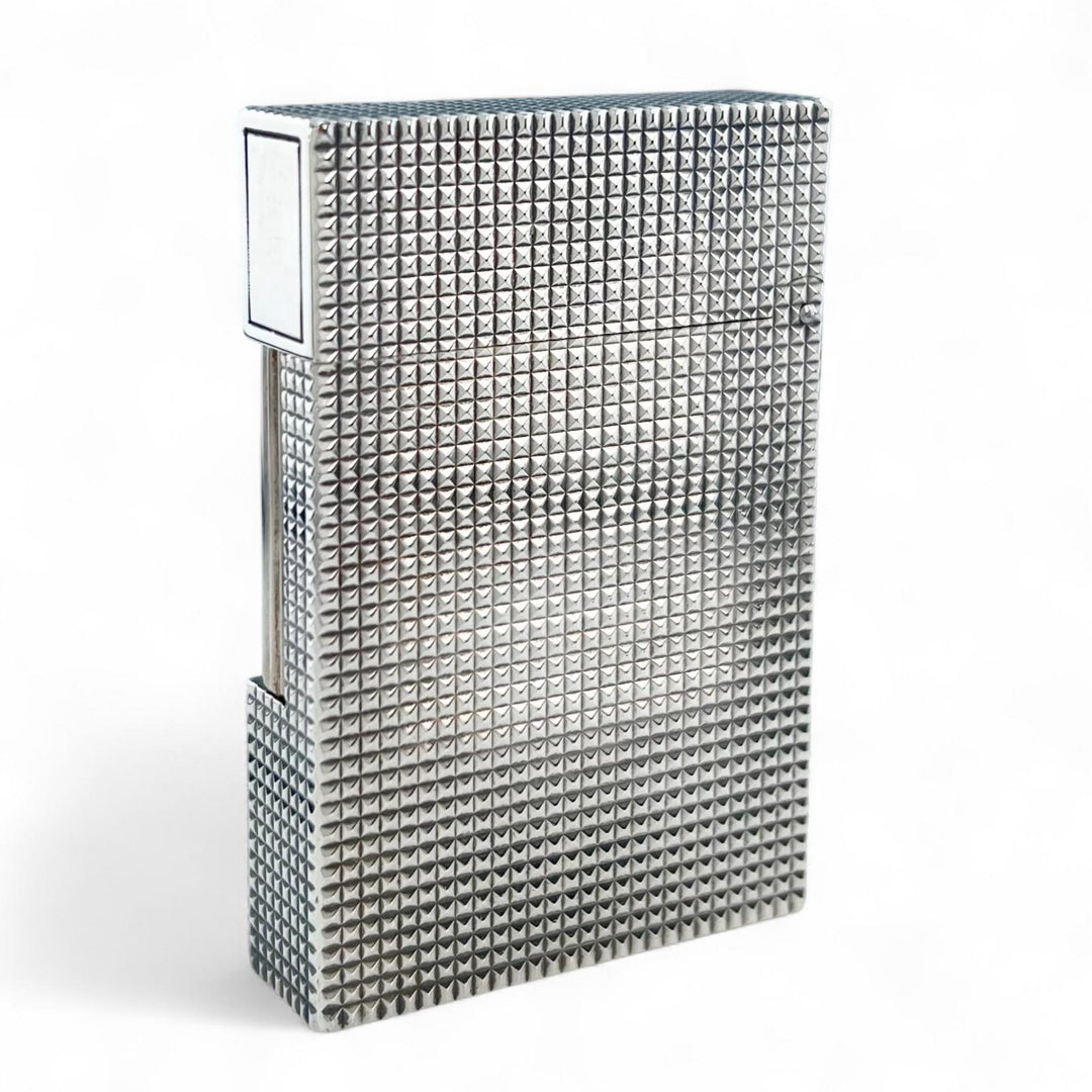 美品▲Dupont デュポン ライン2 ダイヤモンドヘッド ローラー式 喫煙具 ガスライター シルバー フランス製 メンズ 着火確認済み