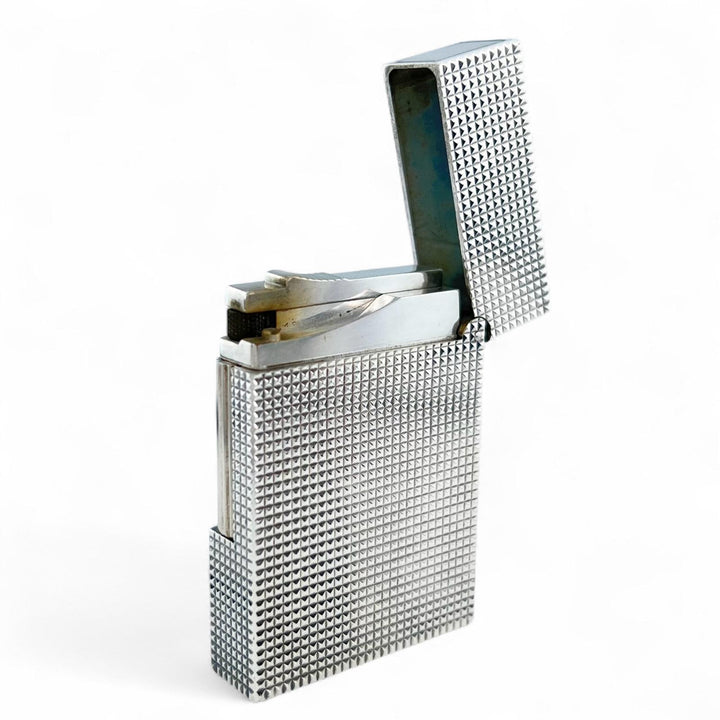 美品▲Dupont デュポン ライン2 ダイヤモンドヘッド ローラー式 喫煙具 ガスライター シルバー フランス製 メンズ 着火確認済み