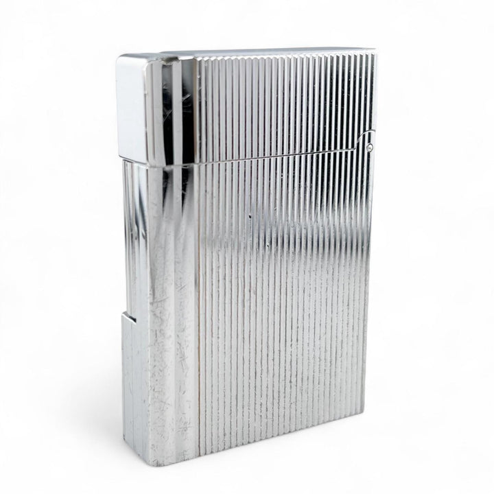良品▲Dupont デュポン ギャッツビー ストライプ柄 ローラー式 喫煙具 ガスライター シルバー ケース付き フランス製 着火確認済み