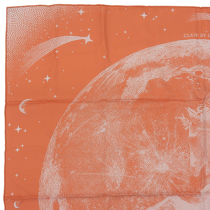 未使用品▲HERMES エルメス カレ90 CLAIR DE LUNE クレール ドゥ リュンヌ シルク100％ スカーフ オレンジ グレー系 箱付き フランス製