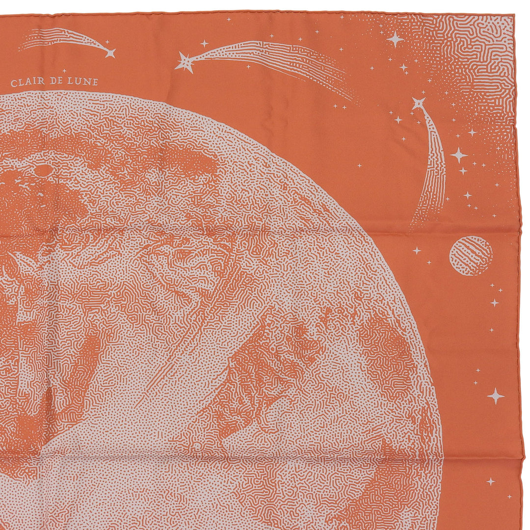 未使用品▲HERMES エルメス カレ90 CLAIR DE LUNE クレール ドゥ リュンヌ シルク100％ スカーフ オレンジ グレー系 箱付き フランス製