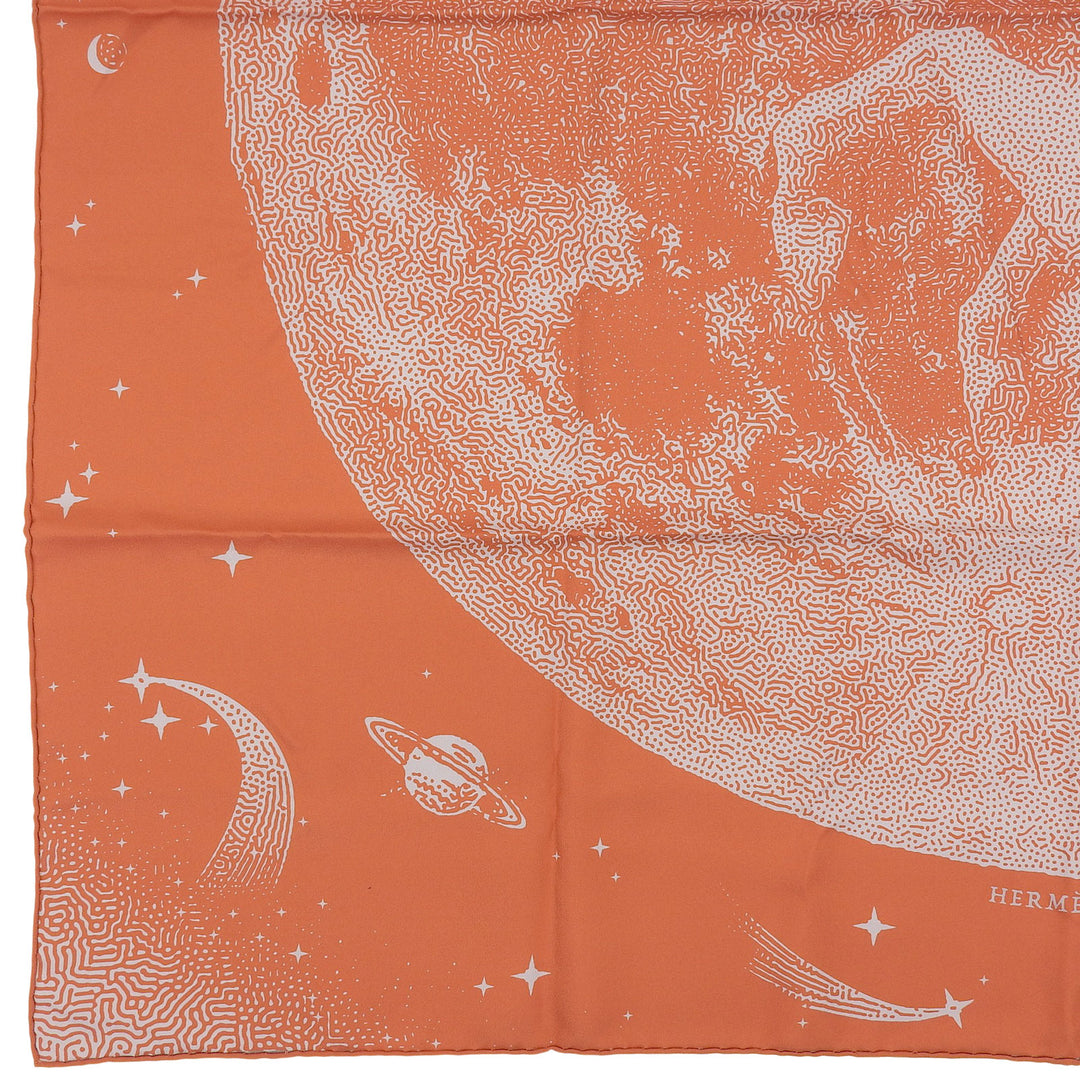 未使用品▲HERMES エルメス カレ90 CLAIR DE LUNE クレール ドゥ リュンヌ シルク100％ スカーフ オレンジ グレー系 箱付き フランス製
