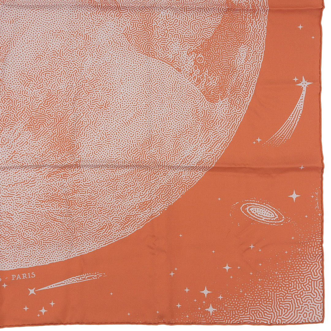 未使用品▲HERMES エルメス カレ90 CLAIR DE LUNE クレール ドゥ リュンヌ シルク100％ スカーフ オレンジ グレー系 箱付き フランス製
