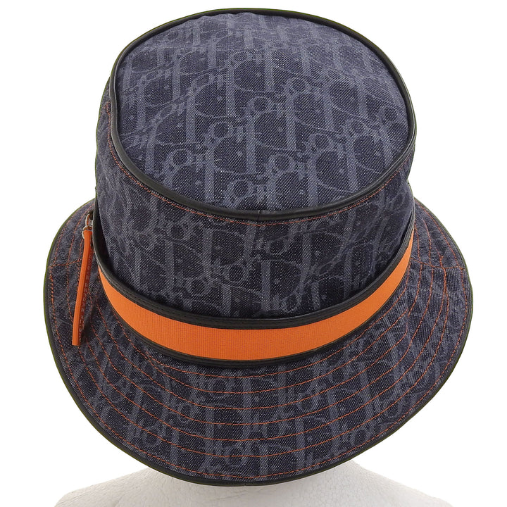 美品▲Christian Dior クリスチャンディオール ヴィンテージ BLD04002 コットン100％ トロッター柄 チャーム付 バケットハット 58 正規品