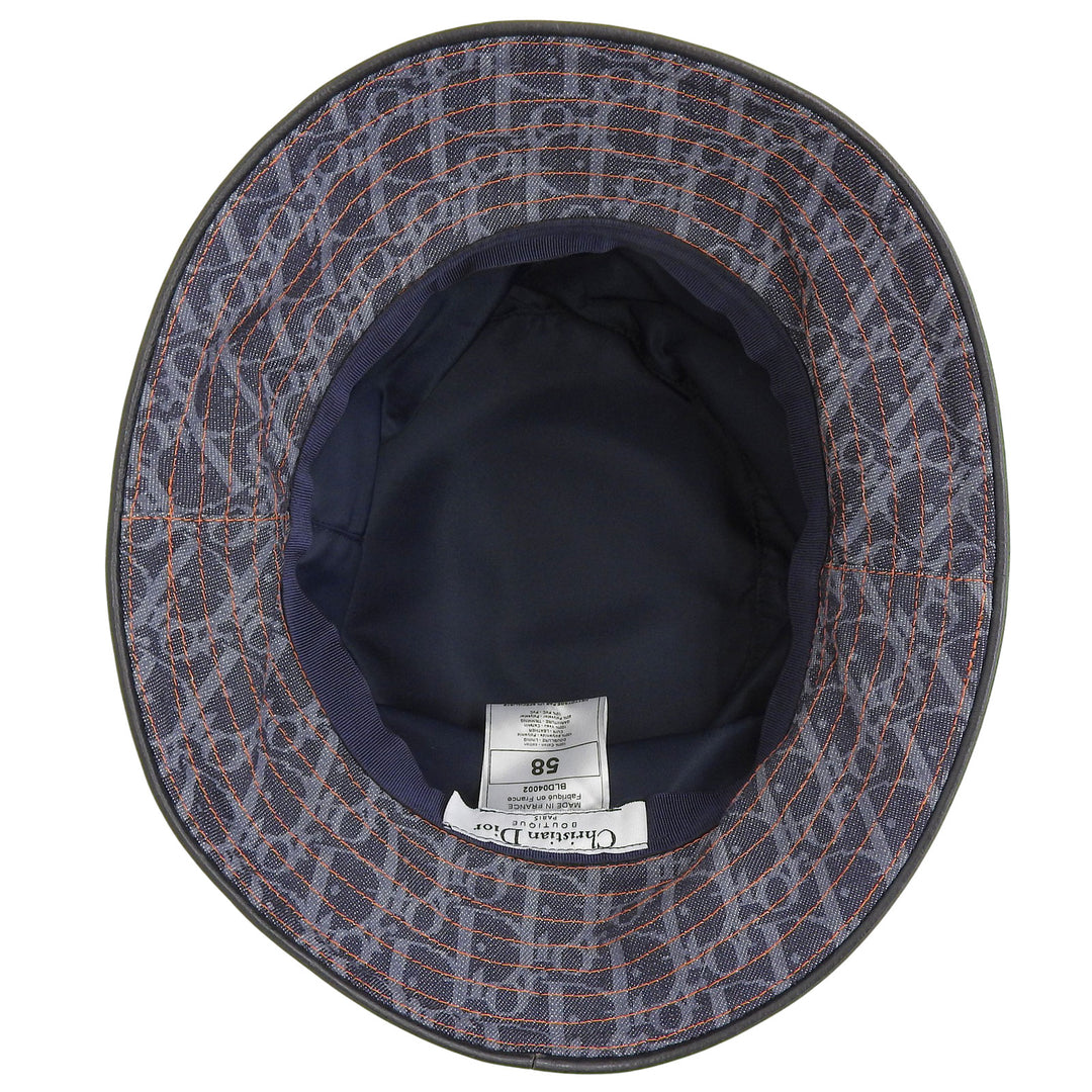 美品▲Christian Dior クリスチャンディオール ヴィンテージ BLD04002 コットン100％ トロッター柄 チャーム付 バケットハット 58 正規品