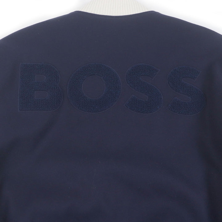 未使用品□BOSS SHOHEI OHTANI ボス 大谷翔平 ウールブレンド 袖レザー ベースボールジャンパー スタジャン ネイビー 44 正規品 メンズ
