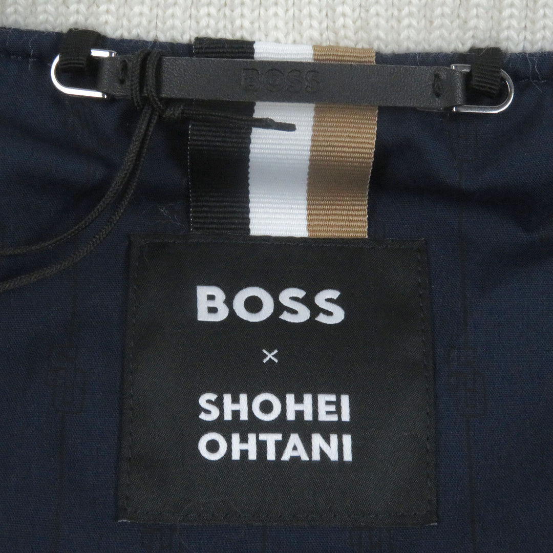未使用品□BOSS SHOHEI OHTANI ボス 大谷翔平 ウールブレンド 袖レザー ベースボールジャンパー スタジャン ネイビー 44 正規品 メンズ