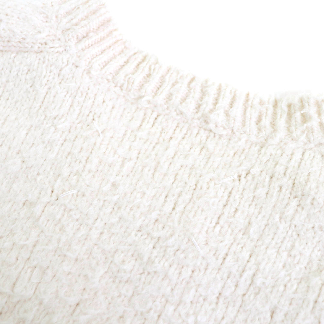 美品△Maison Margiela 4 メゾンマルジェラ4 21AW 551GP0225 コットン 4ステッチ クルーネック 長袖ニット セーター アイボリー S　正規品