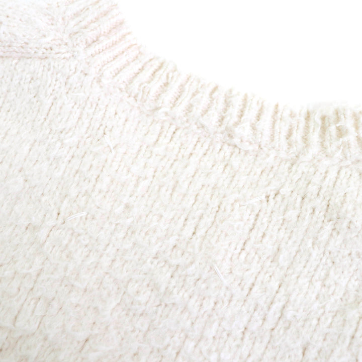 美品△Maison Margiela 4 メゾンマルジェラ4 21AW 551GP0225 コットン 4ステッチ クルーネック 長袖ニット セーター アイボリー S　正規品