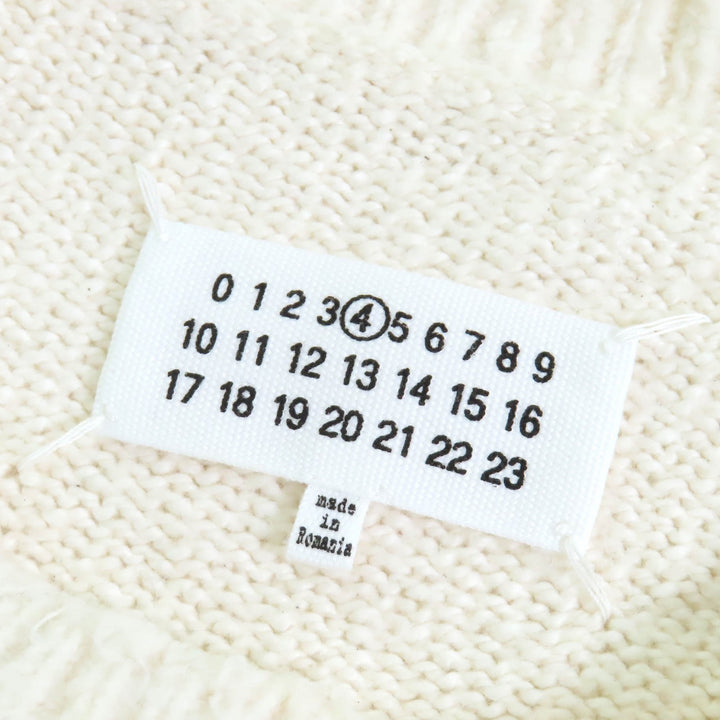 美品△Maison Margiela 4 メゾンマルジェラ4 21AW 551GP0225 コットン 4ステッチ クルーネック 長袖ニット セーター アイボリー S　正規品