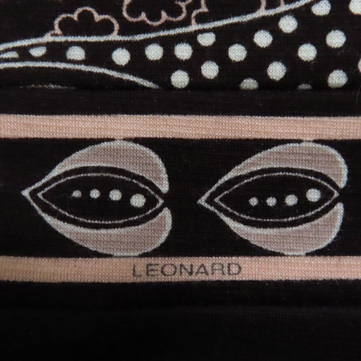 極美品◇LEONARD FASHION レオナール ファッション ウール 花柄 ひざ丈 ノースリーブ ワンピース ダークブラウン 38 日本製 正規品