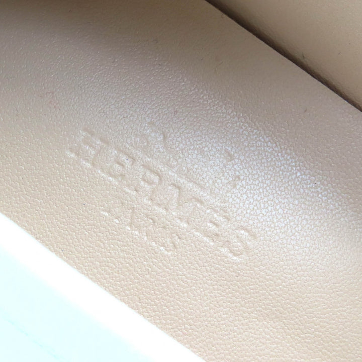 未使用品△HERMES エルメス コンスタンス エリゼ 70 シルバー金具 レザー パンプス チャンキーヒール ホワイト ベージュ 36.5 袋付 伊製