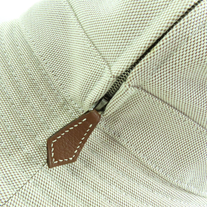 美品◇HERMES エルメス コットン100％ 裏地リネン100％ レザー使い 帽子 バケット ハット ベージュ 56 フランス製 正規品 レディース