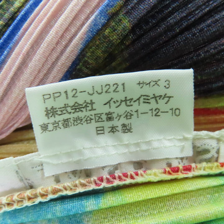 美品☆PLEATS PLEASE プリーツプリーズ イッセイミヤケ PP12-JJ221 総柄デザイン 長袖シャツ マルチカラー 3 日本製 正規品 レディース