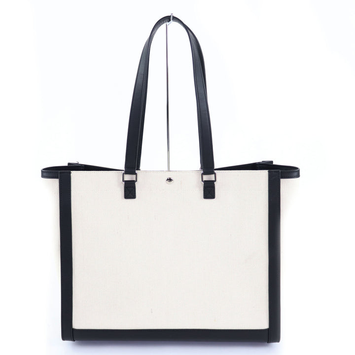 極美品◇A.P.C. アーペーセー M61802 COEYO コットン リネン レザー使い ロゴ金具 2WAY 大型 ショルダー/トートバッグ 袋付き レディース