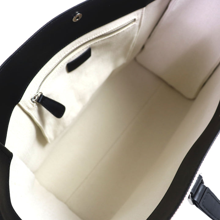 極美品◇A.P.C. アーペーセー M61802 COEYO コットン リネン レザー使い ロゴ金具 2WAY 大型 ショルダー/トートバッグ 袋付き レディース