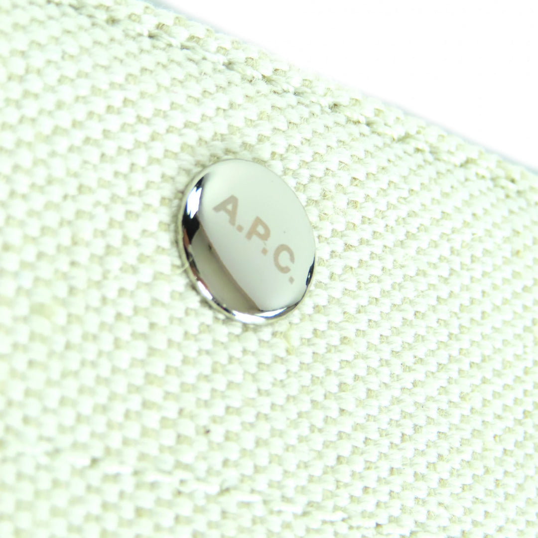 極美品◇A.P.C. アーペーセー M61802 COEYO コットン リネン レザー使い ロゴ金具 2WAY 大型 ショルダー/トートバッグ 袋付き レディース