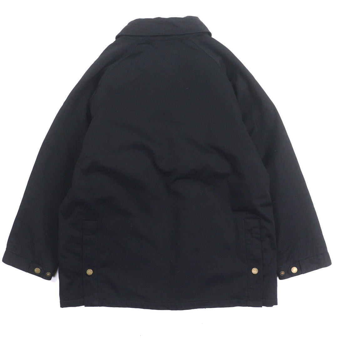 良品▼Aquascutum LONDON アクアスキュータムロンドン ロゴ入りボタン 中綿入り ジップアップ ジャケット コート ブラック XL メンズ