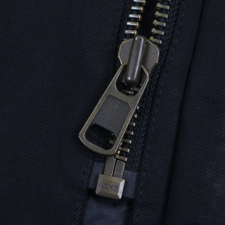 良品▼Aquascutum LONDON アクアスキュータムロンドン ロゴ入りボタン 中綿入り ジップアップ ジャケット コート ブラック XL メンズ