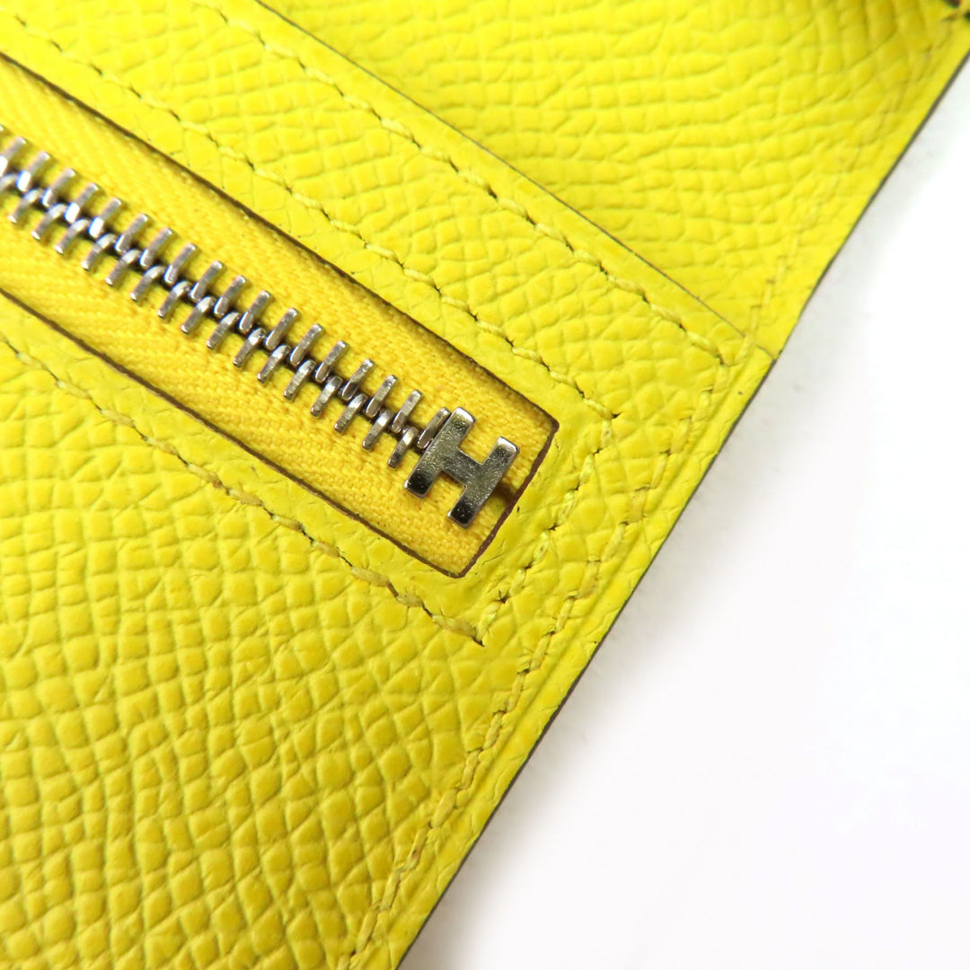 未使用品◇HERMES エルメス ベアンスフレ ヴォーエプソン ジョーヌナプル シルバー金具 Hロゴ 二つ折り 長財布 B刻印 箱付き フランス製