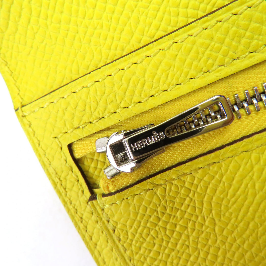未使用品◇HERMES エルメス ベアンスフレ ヴォーエプソン ジョーヌナプル シルバー金具 Hロゴ 二つ折り 長財布 B刻印 箱付き フランス製