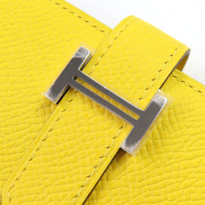 未使用品◇HERMES エルメス ベアンスフレ ヴォーエプソン ジョーヌナプル シルバー金具 Hロゴ 二つ折り 長財布 B刻印 箱付き フランス製