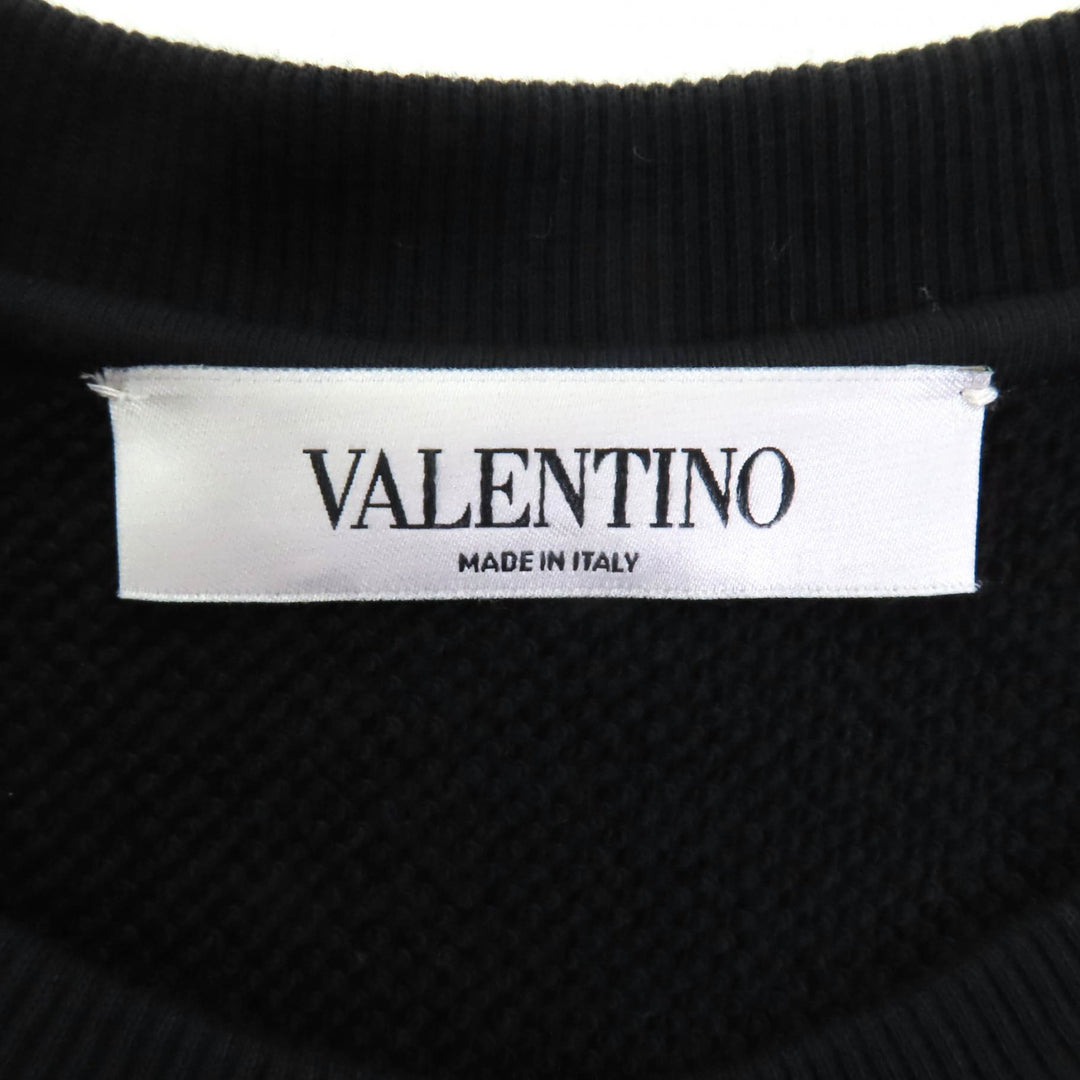 美品◇VALENTINO ヴァレンティノ TB0MF05V5H5 コットン フリルデザイン バックリボン付 七分袖 スウェット ブラック S イタリア製 正規品