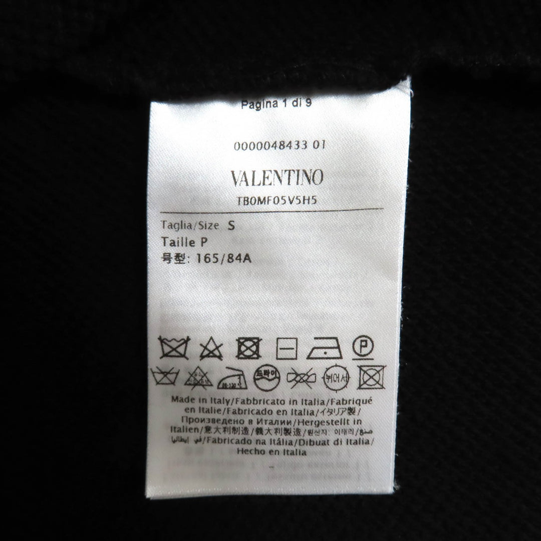 美品◇VALENTINO ヴァレンティノ TB0MF05V5H5 コットン フリルデザイン バックリボン付 七分袖 スウェット ブラック S イタリア製 正規品