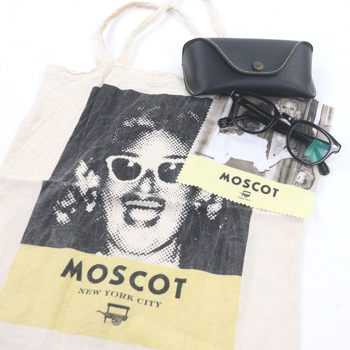 美品□MOSCOT モスコット LEMTOSH レムトッシュ ウェリントンフレーム メガネ 眼鏡 アイウェア ブラック 46□24-145 ケース付き メンズ