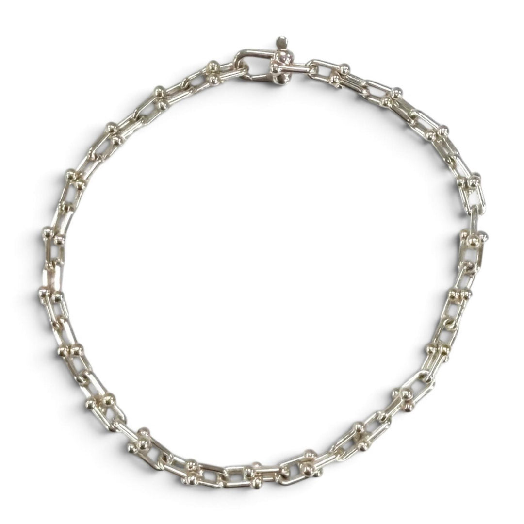 極美品★TIFFANY&amp;Co. ティファニー ハードウェア マイクロ リンク ブレスレット AG925 現行品 2025年8月購入 シルバー 重量6.5g 箱付
