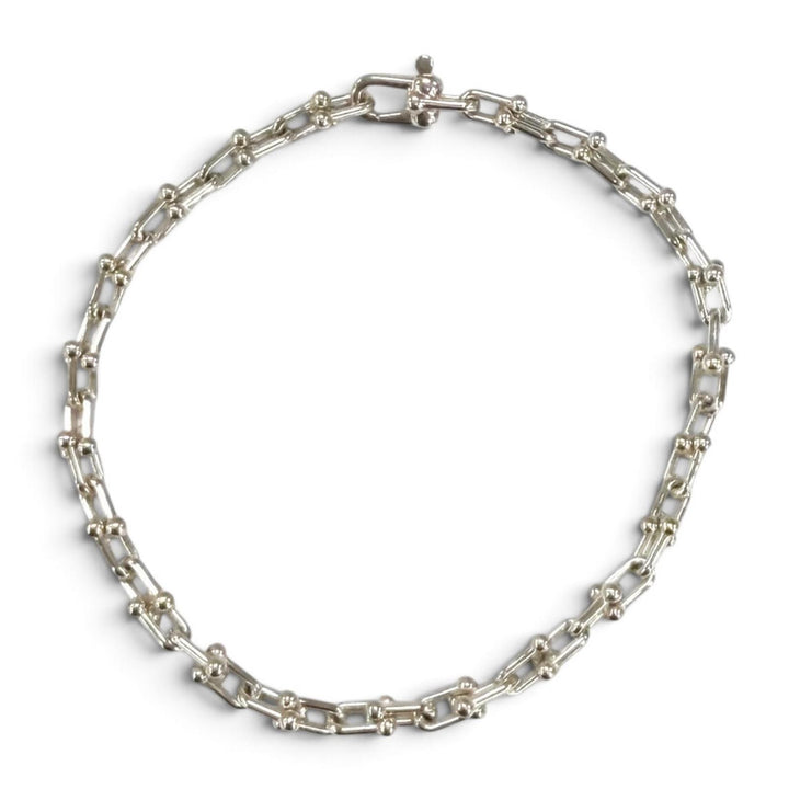 極美品★TIFFANY&amp;Co. ティファニー ハードウェア マイクロ リンク ブレスレット AG925 現行品 2025年8月購入 シルバー 重量6.5g 箱付