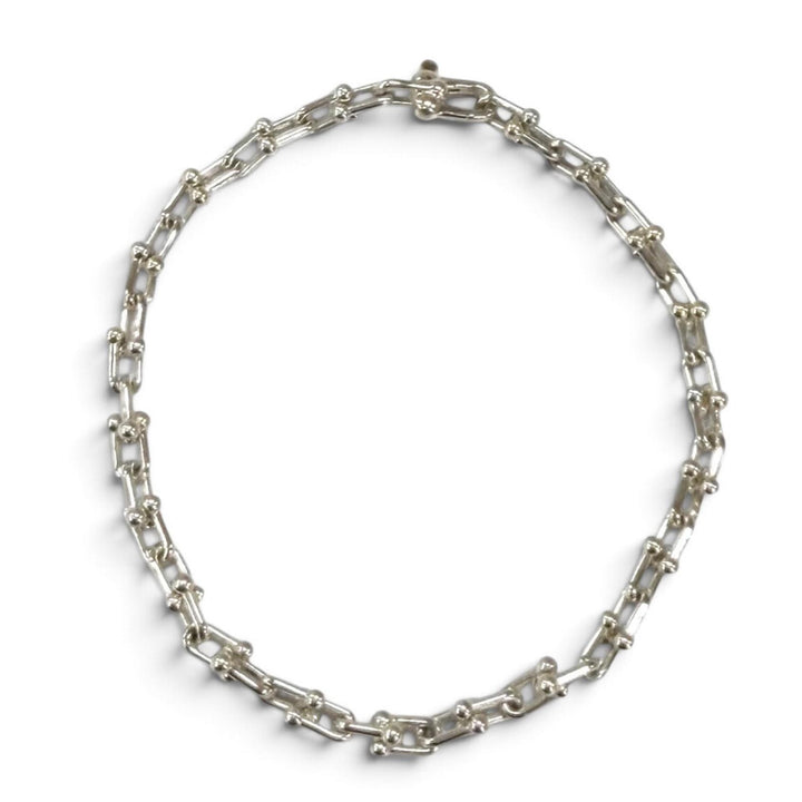 極美品★TIFFANY&amp;Co. ティファニー ハードウェア マイクロ リンク ブレスレット AG925 現行品 2025年8月購入 シルバー 重量6.5g 箱付