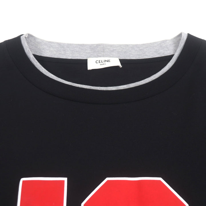 美品▼CELINE セリーヌ 23SS 2X87E671Q 16 Skater Cotton Jersey Tee レイヤードデザイン クルーネック 長袖Ｔシャツ XL 正規品 メンズ