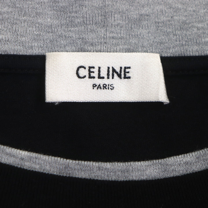 美品▼CELINE セリーヌ 23SS 2X87E671Q 16 Skater Cotton Jersey Tee レイヤードデザイン クルーネック 長袖Ｔシャツ XL 正規品 メンズ