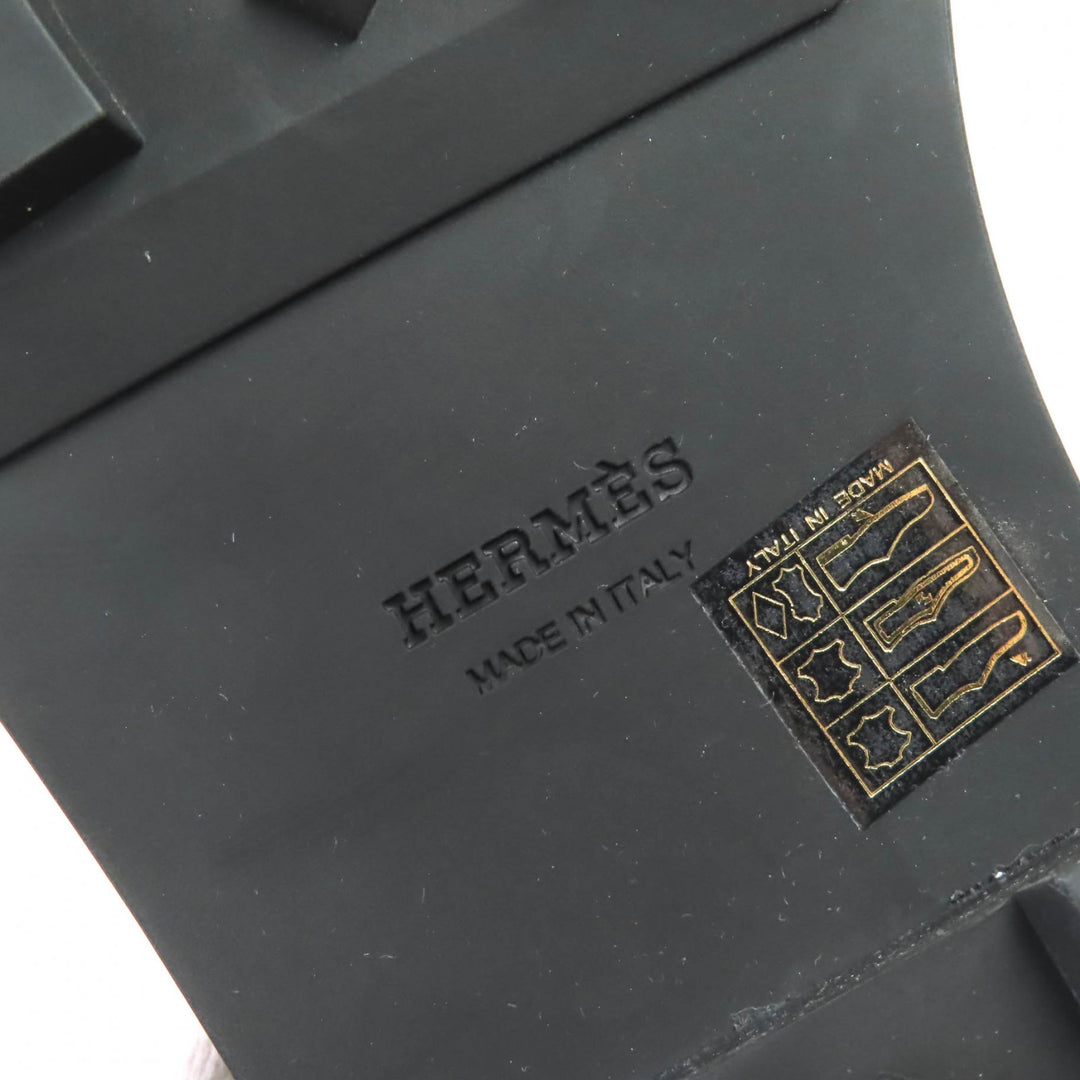 未使用品△HERMES エルメス 2025年製 252134Z モカシン ルーブル Hロゴ金具 レザー ローファー ブラック 36.5 箱・保存袋付き イタリア製