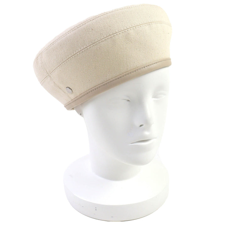 極美品△HERMES エルメス 222017N サントノーレ コットン100％ ブランカッセ シルバー金具 セリエボタン デニム ベレー帽 帽子 58 正規品