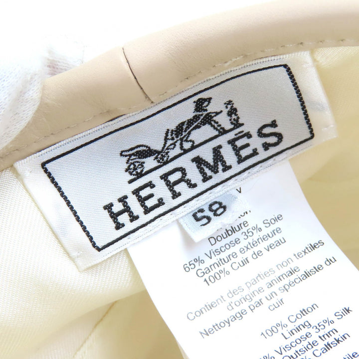 極美品△HERMES エルメス 222017N サントノーレ コットン100％ ブランカッセ シルバー金具 セリエボタン デニム ベレー帽 帽子 58 正規品