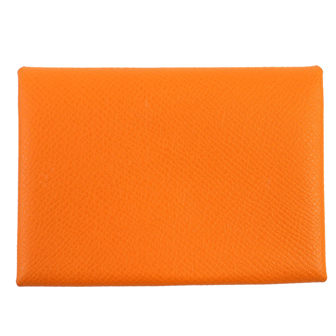 極美品△HERMES エルメス カルヴィ デュオ ヴォーエプソン シルバー金具 カードケース コインケース オレンジ B刻印 箱付き レディース