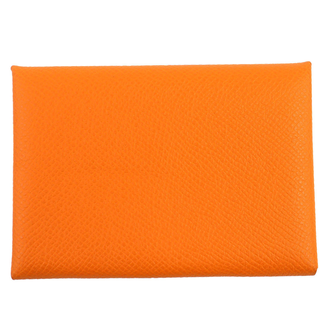 極美品△HERMES エルメス カルヴィ デュオ ヴォーエプソン シルバー金具 カードケース コインケース オレンジ B刻印 箱付き レディース