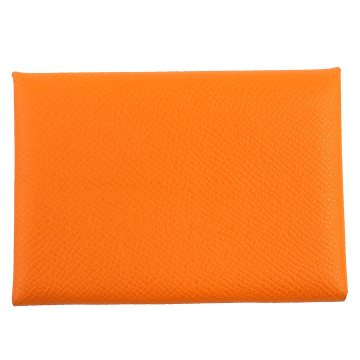 極美品△HERMES エルメス カルヴィ デュオ ヴォーエプソン シルバー金具 カードケース コインケース オレンジ B刻印 箱付き レディース