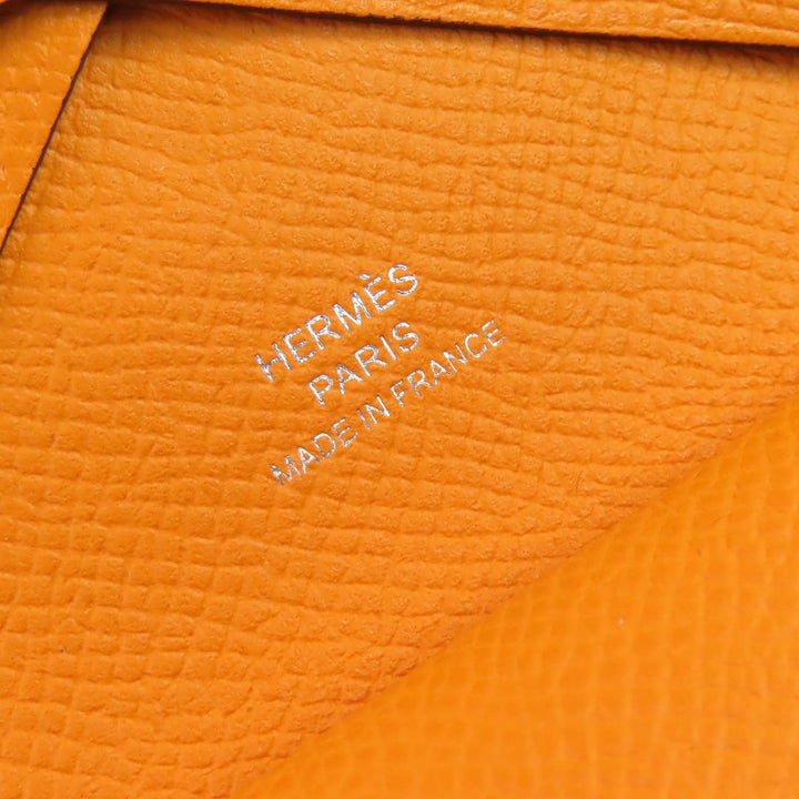 極美品△HERMES エルメス カルヴィ デュオ ヴォーエプソン シルバー金具 カードケース コインケース オレンジ B刻印 箱付き レディース