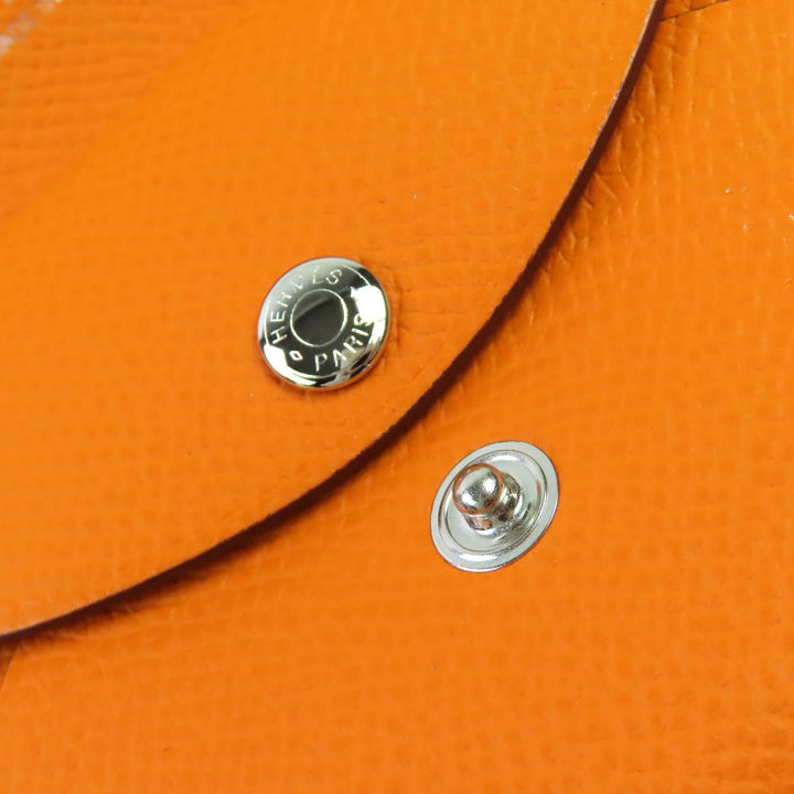 極美品△HERMES エルメス カルヴィ デュオ ヴォーエプソン シルバー金具 カードケース コインケース オレンジ B刻印 箱付き レディース