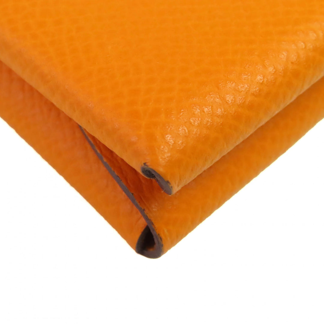 極美品△HERMES エルメス カルヴィ デュオ ヴォーエプソン シルバー金具 カードケース コインケース オレンジ B刻印 箱付き レディース