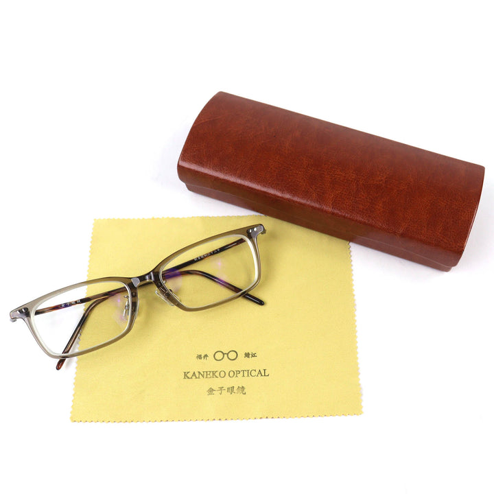 美品△KANEKO OPTICAL 金子眼鏡 ベッコウ柄 スクエアシェイプ メガネ 眼鏡 アイウェア ブラウン 度入り ケース付き メンズ