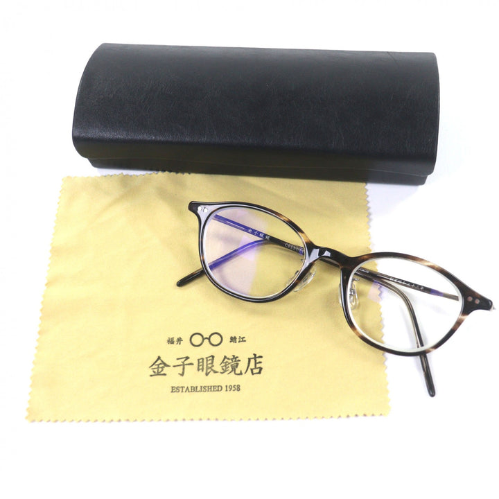 美品▼金子眼鏡 カネコガンキョウ CELLULOID チタニウム マーブル ウェリントン メガネ 眼鏡 アイウェア ブラウン 度入 ケース付 メンズ