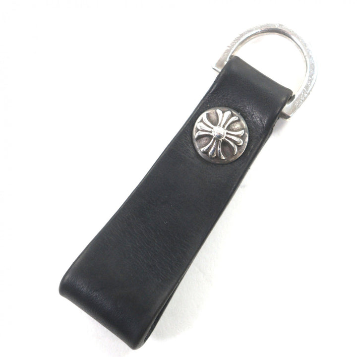 美品▼CHROME HEARTS クロムハーツ 925 レザー クロスボール ベルトループ インヴォイス付き(2021年) キーホルダー シルバー 総重量23g