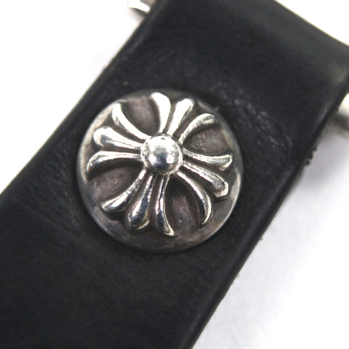 美品▼CHROME HEARTS クロムハーツ 925 レザー クロスボール ベルトループ インヴォイス付き(2021年) キーホルダー シルバー 総重量23g