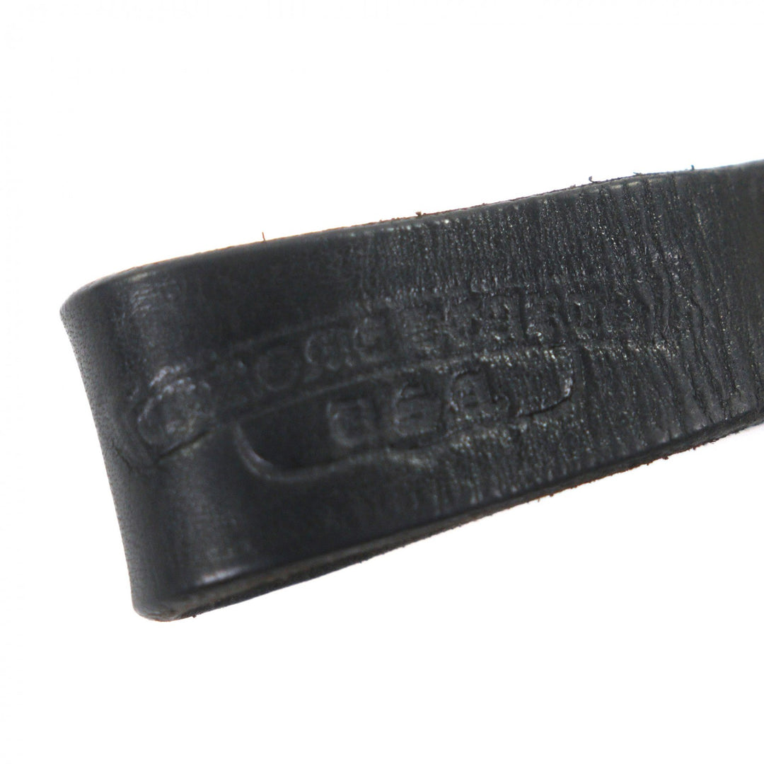 美品▼CHROME HEARTS クロムハーツ BELT LOOP D RING ベルトループ 925 レザー クロスボール キーホルダー ブラック シルバー 総重量22g